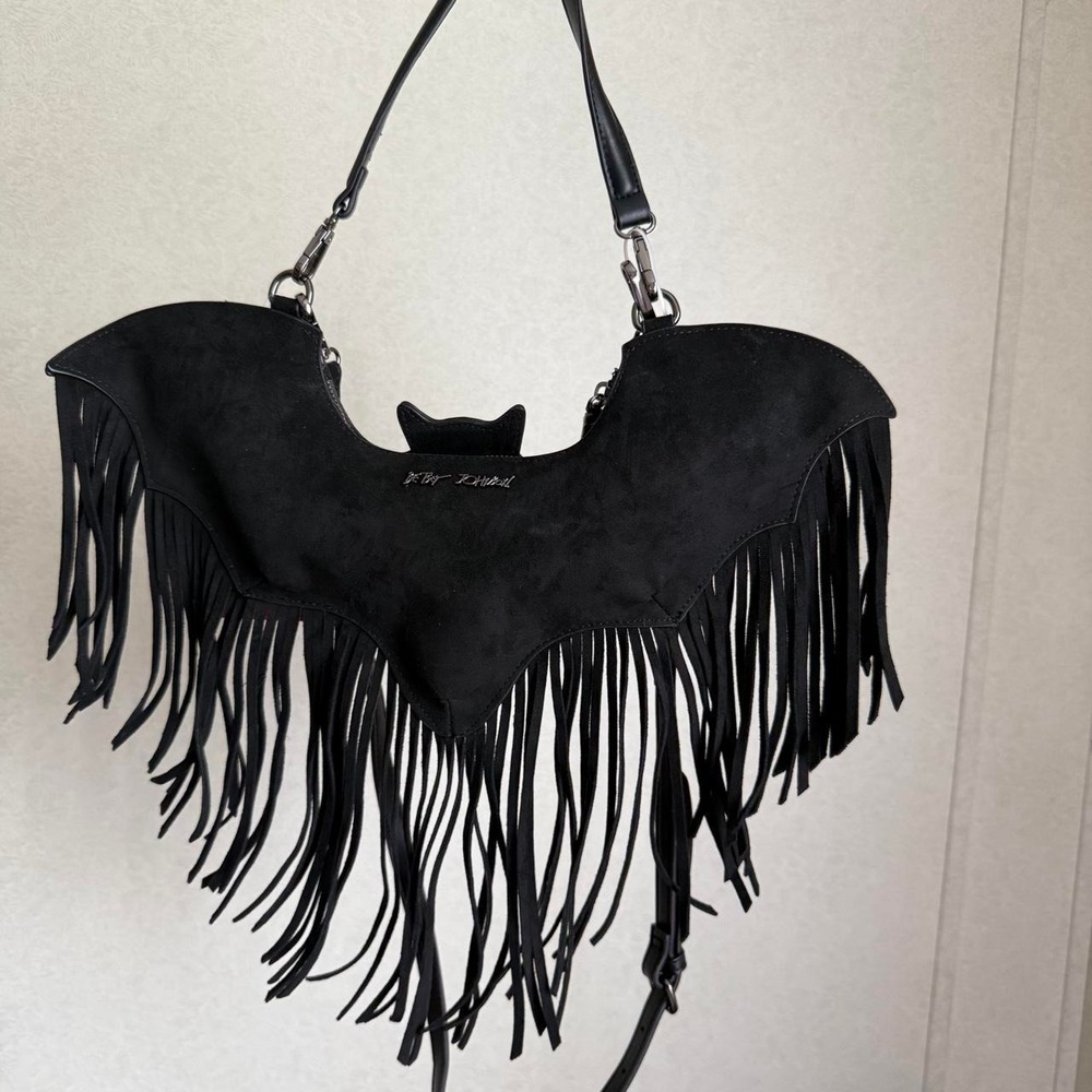 Betsy Johnson viral bat purse Halloween fringe